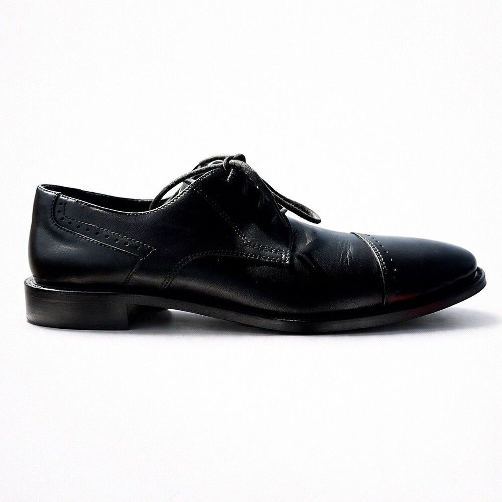 Johnston Murphy Cap Toe Oxford Mens 9.5 Black Leather Dress Shoes Lace Up